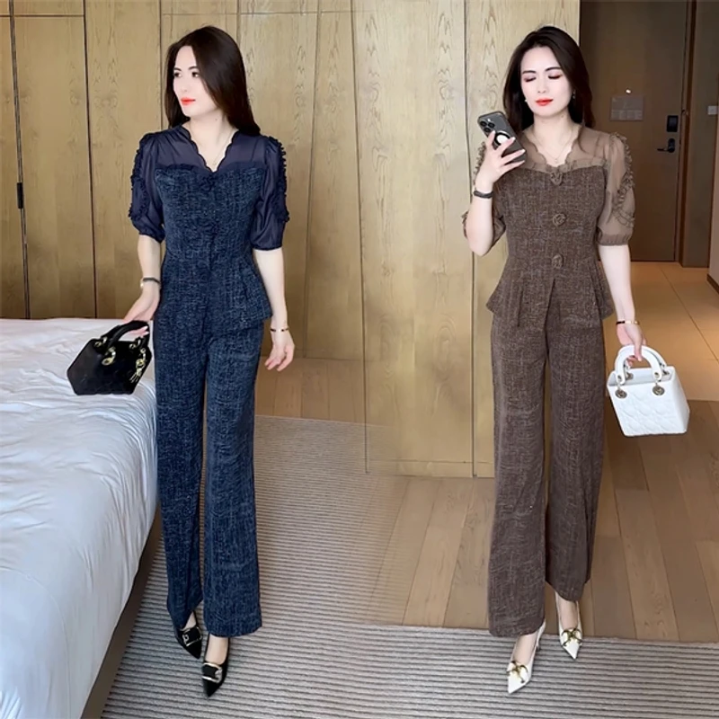 夏季新款穿搭显瘦收腰洋气时尚气质减龄短袖套装121