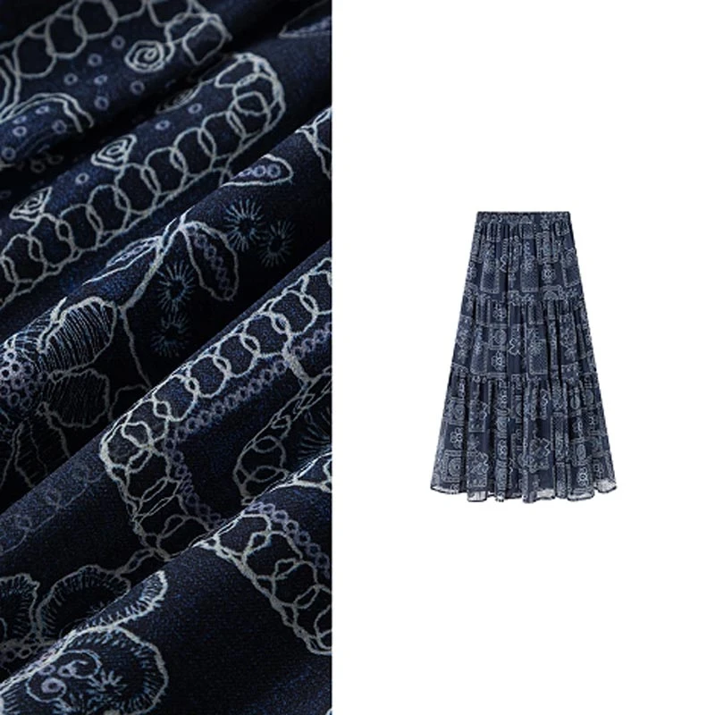 2025夏季新款复古风高腰显瘦花朵印花设计感半身裙女小众百搭长裙