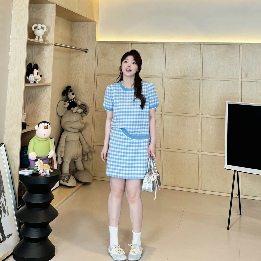 晶咕【软酪甜心-半裙】格子半裙显瘦小香风高腰格纹半身裙子