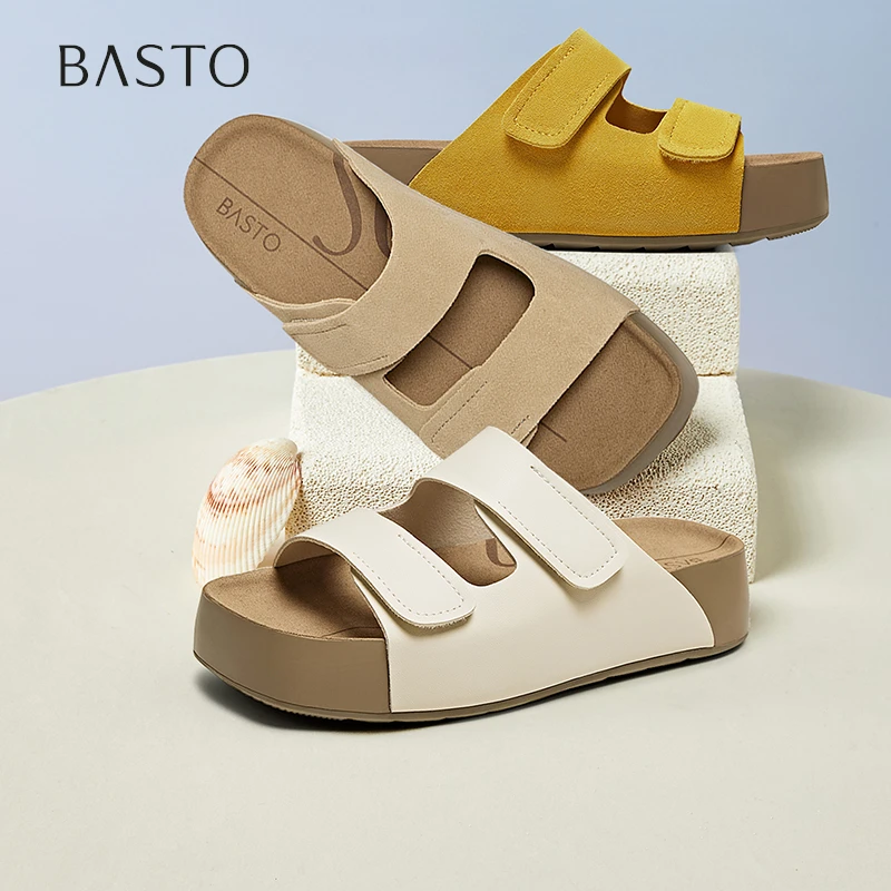 百思图2025夏季新款商场同款复古休闲勃肯鞋厚底女拖鞋B9312BT5