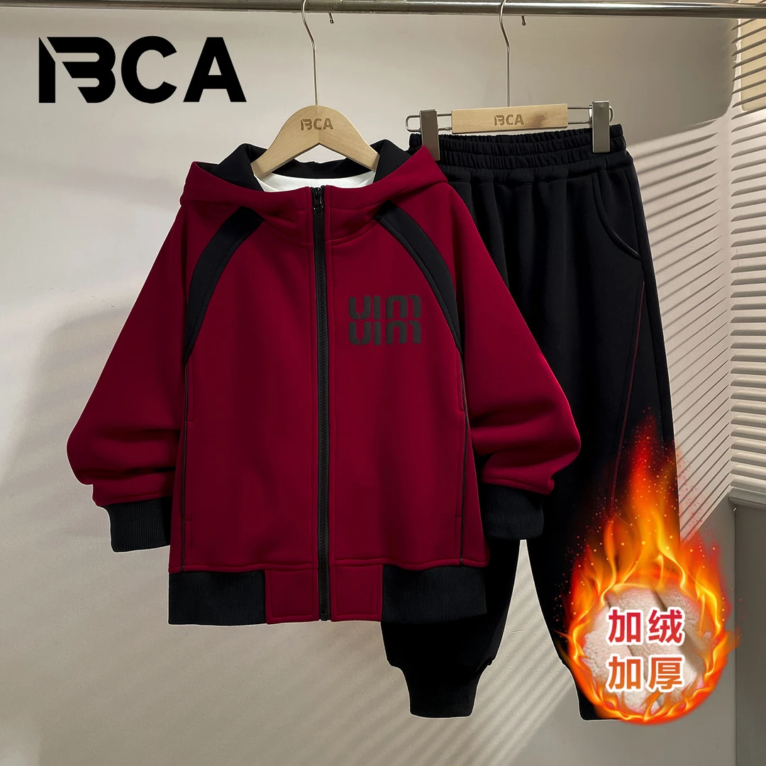 BCA【加绒】连帽外套套装男童中大童冬季防风御寒保暖DF-套装3794