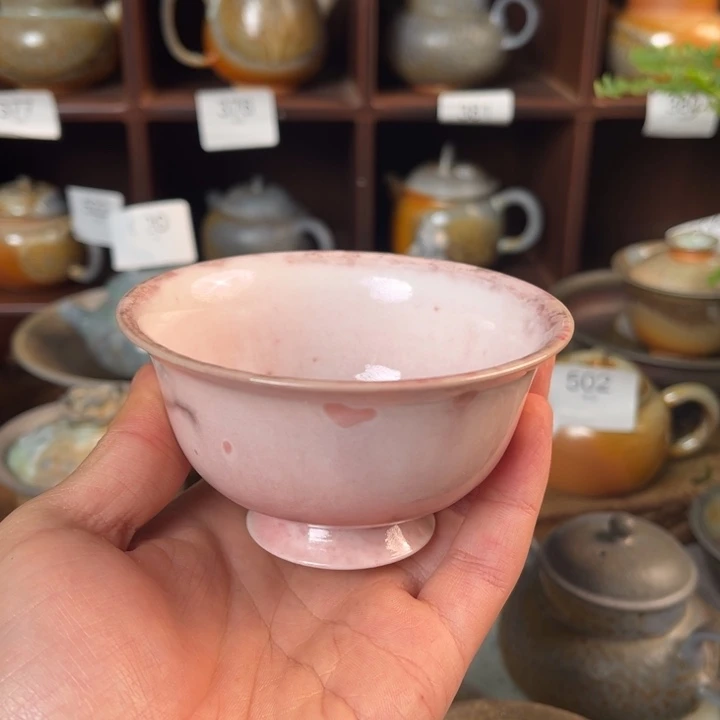 柴烧粉清手工杯子