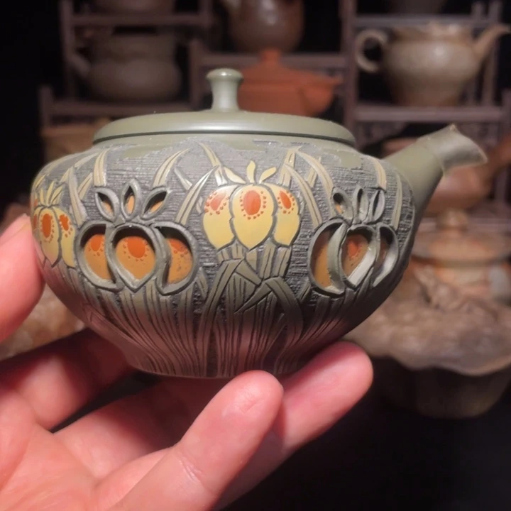 二代舜园常滑烧侧把壶