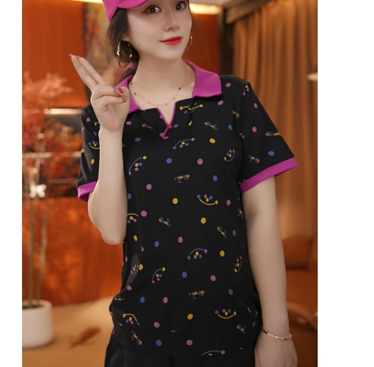 新款波点Polo领短袖T恤【1315】