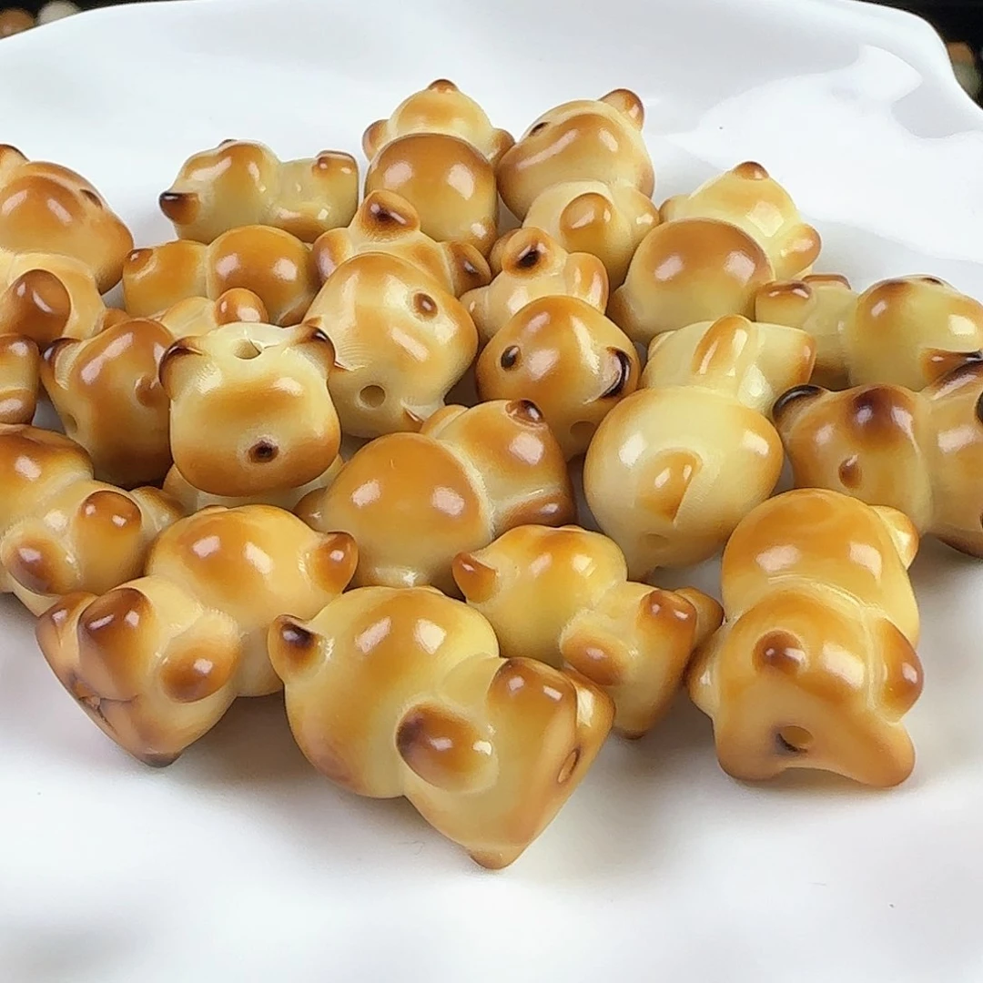 菩提根/象牙果吊坠瑕疵炭烧熊4颗不挑瑕疵有裂