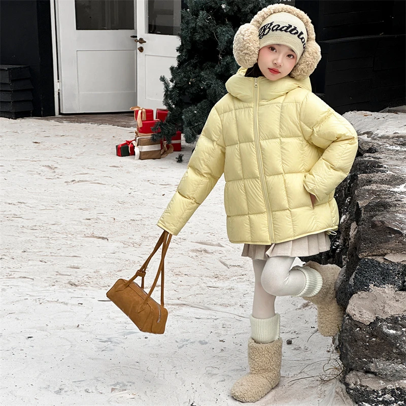 休闲冬装厚款短款女童中小童装新国标绒连帽加厚保暖羽绒服zb0910