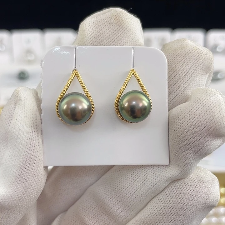 18K金镶嵌海水珍珠耳饰9-10