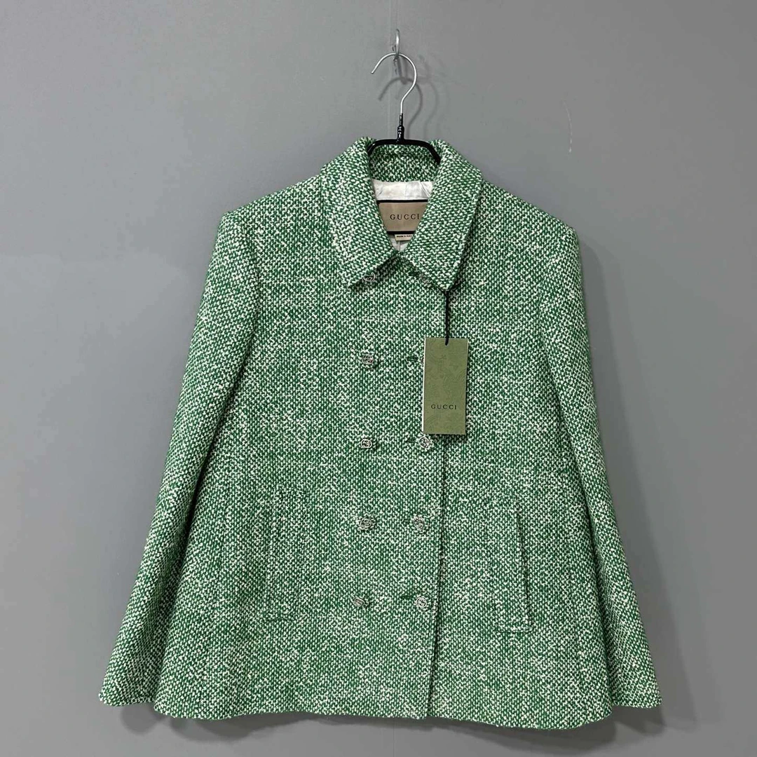 未使用 GUCCI/古驰 新款双排扣双G logo粗花呢外套/40码/56328