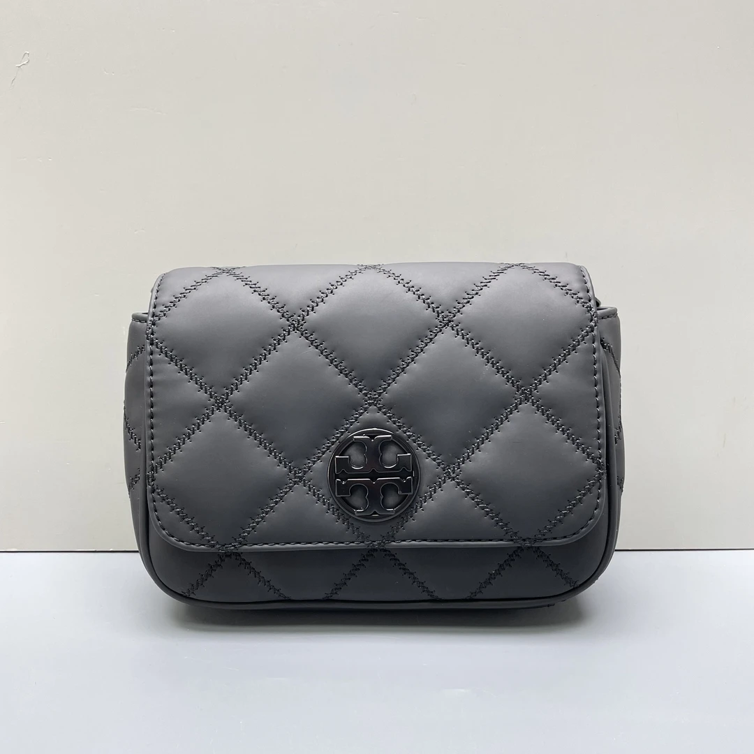 95新 COACH/蔻驰 willa黑色磨砂皮链条包17*12*5cm