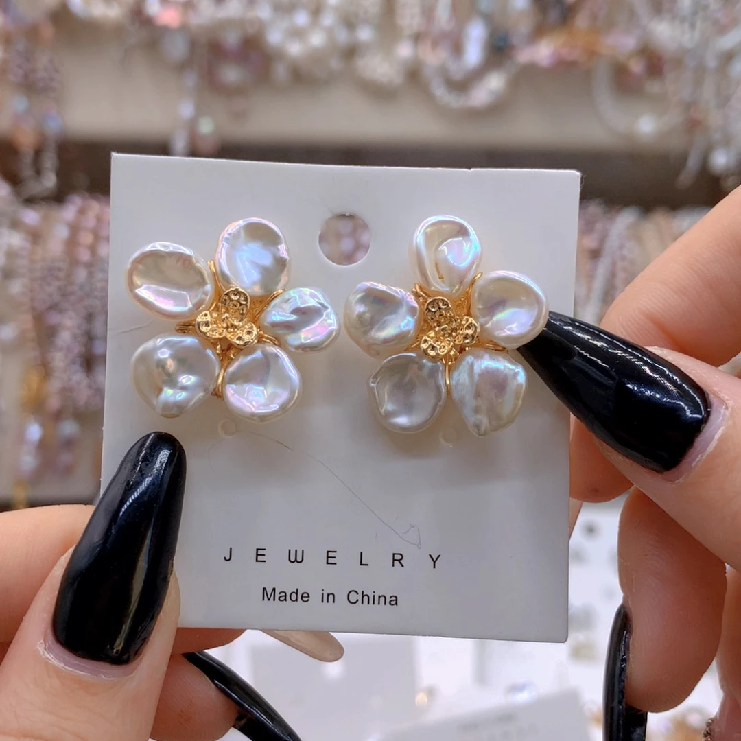 银S925镶嵌淡水珍珠耳饰