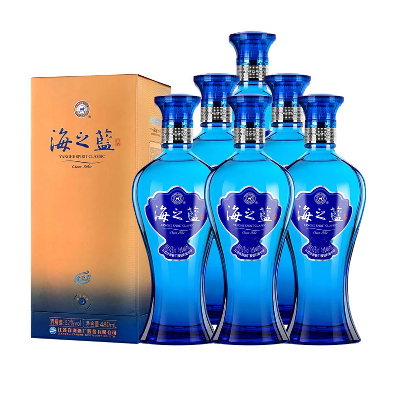 洋河海之蓝 绵柔型白酒52度480ml*6