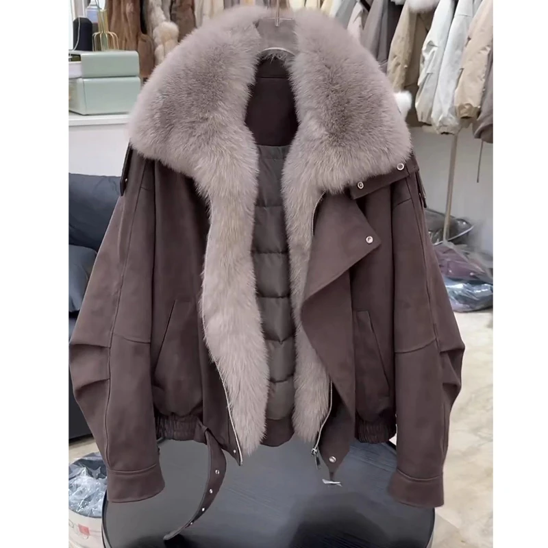 2025新款大毛领工装派克服棉服女冬季设计感夹克加厚保暖棉衣外套