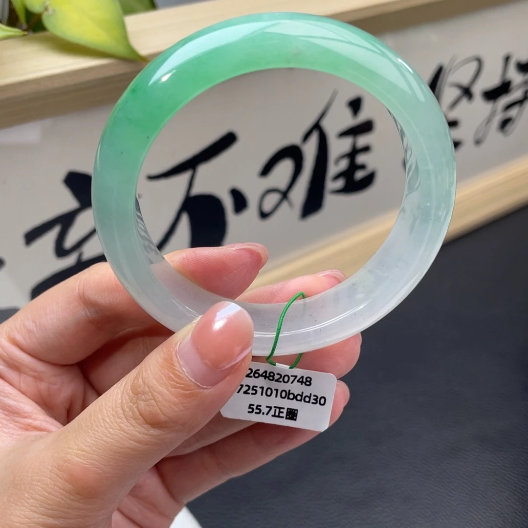 翡翠未镶嵌手镯正圈55.7种水兼备
