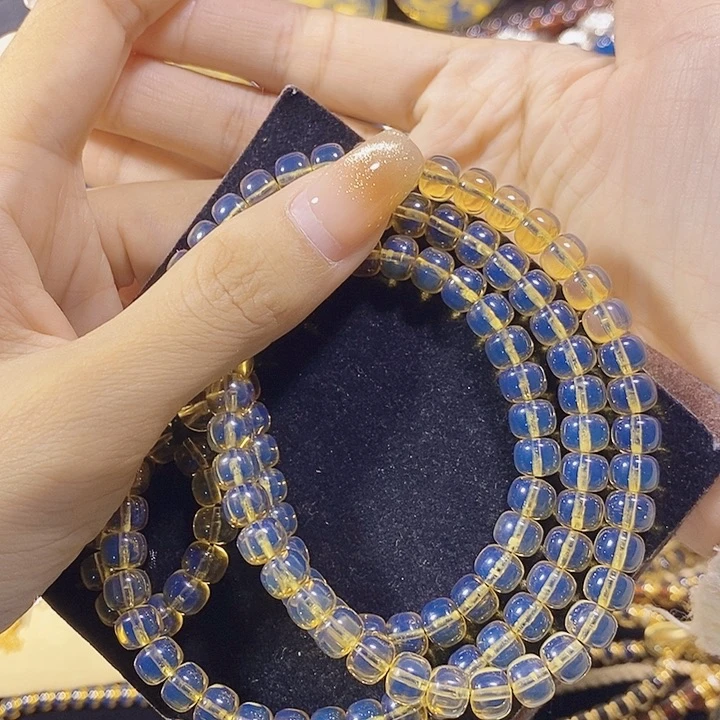 蓝珀未镶嵌珠宝奇石墨西哥蓝珀老型佛珠7