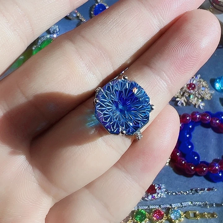 钨金红色蓝色满钻镶嵌