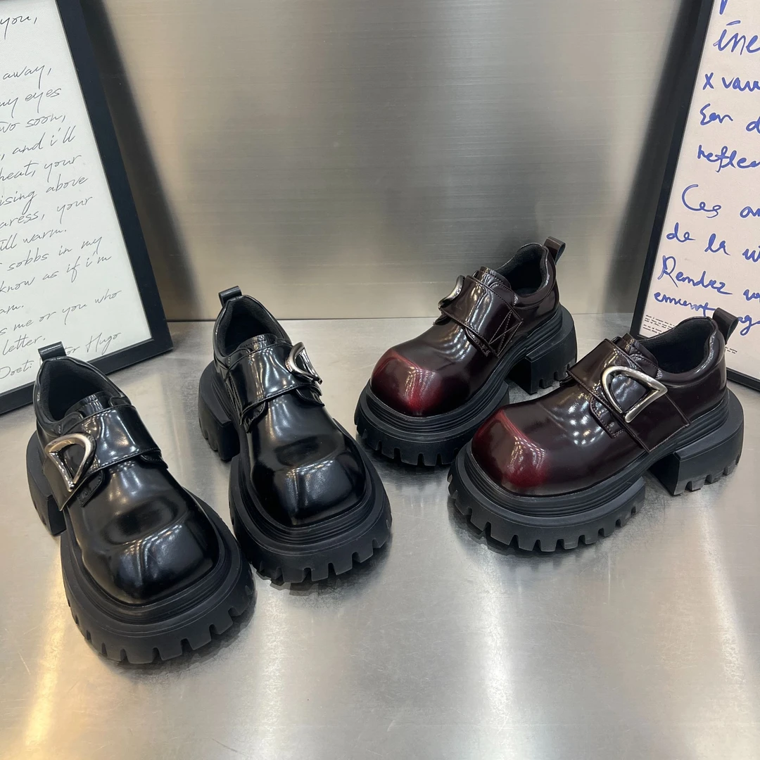 7公分欧货乐福鞋亮皮经典爆款圆头爆款时尚潮流百搭舒适显小女鞋