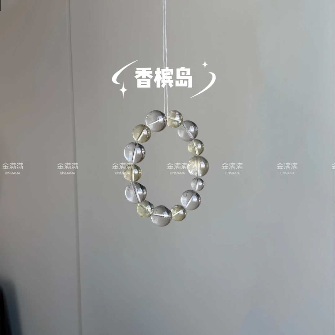 【香槟岛】天然水晶白水晶/黄水晶手串10-16M B474
