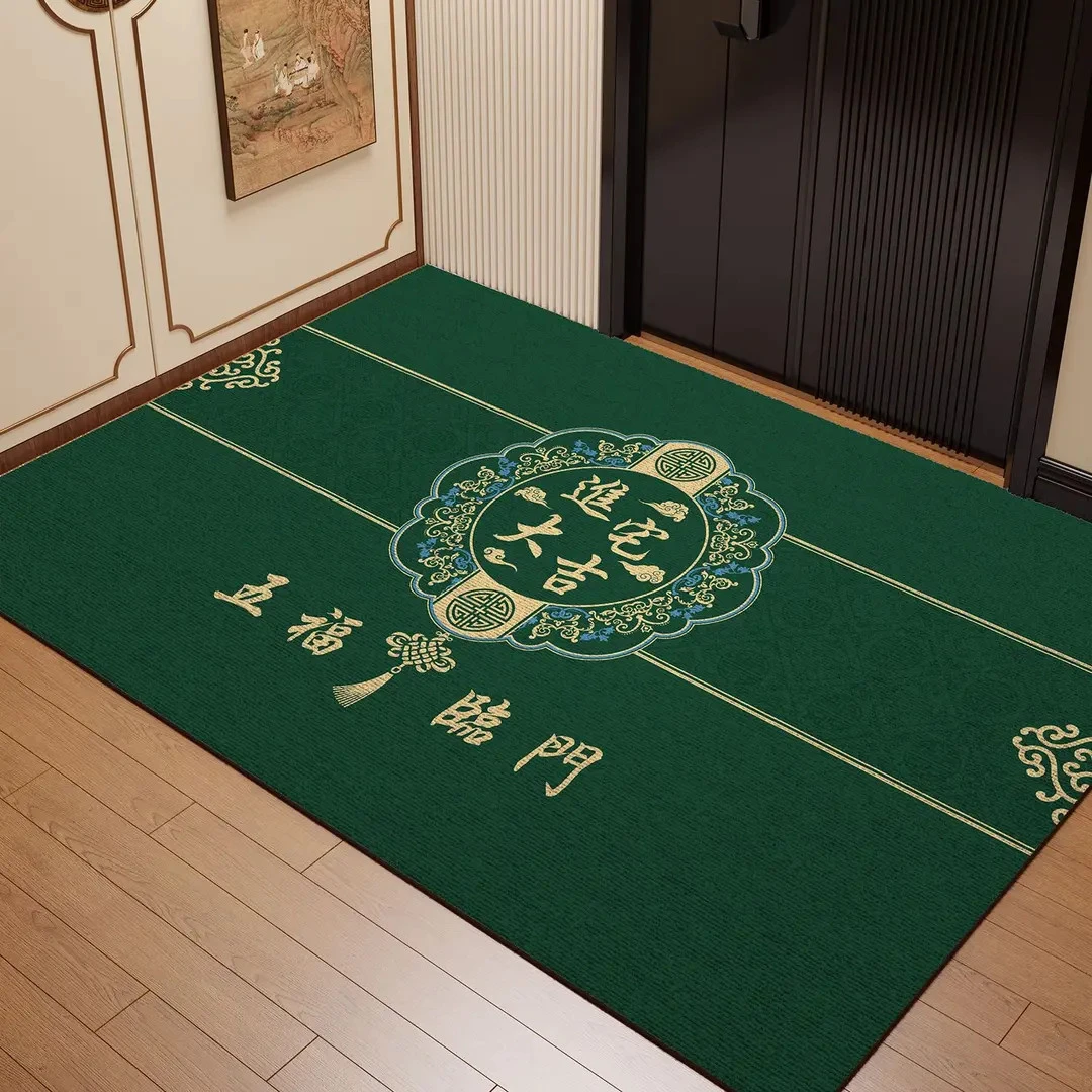 绿色入户门地垫高级感进门玄关蹭脚垫家用可裁剪耐磨耐脏防滑门垫