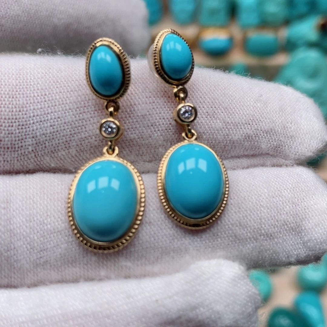 绿松石珠宝奇石18K金镶嵌