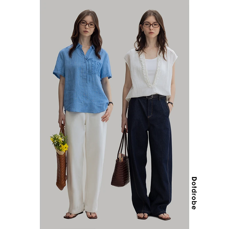 DotDrobe/多着显瘦遮肉弯刀裤 解构分割牛仔裤女春夏薄款-三色入