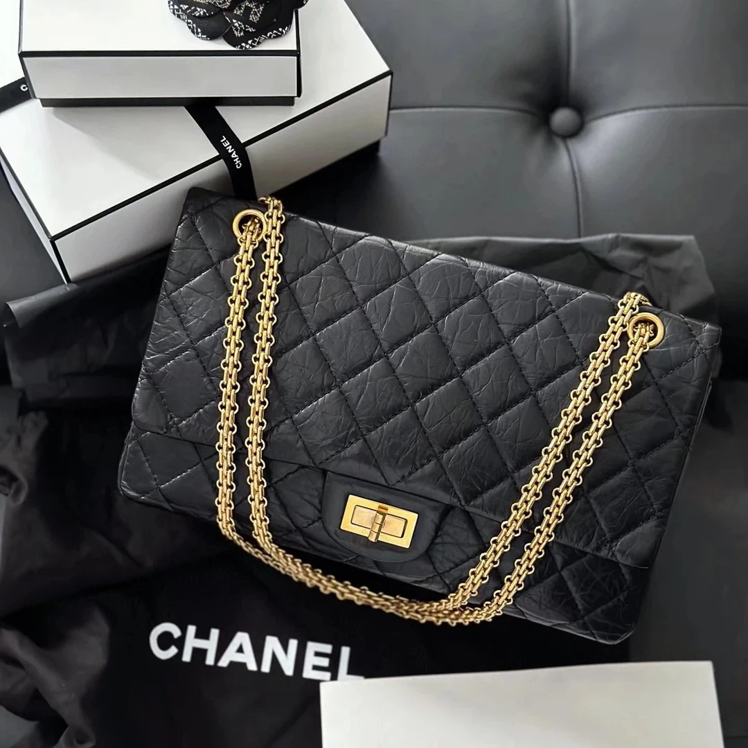 95新 Chanel/香奈儿 Chanel黑金2.55单肩包 22110027-01