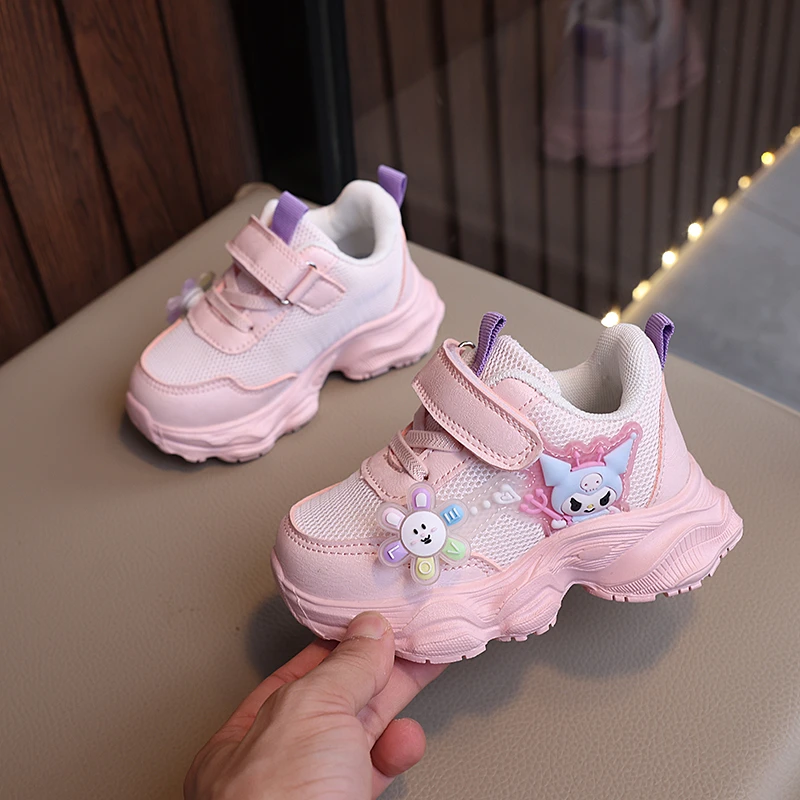 正品库洛米女童运动鞋轻便透气春秋学步鞋小童休闲鞋软底宝宝女童