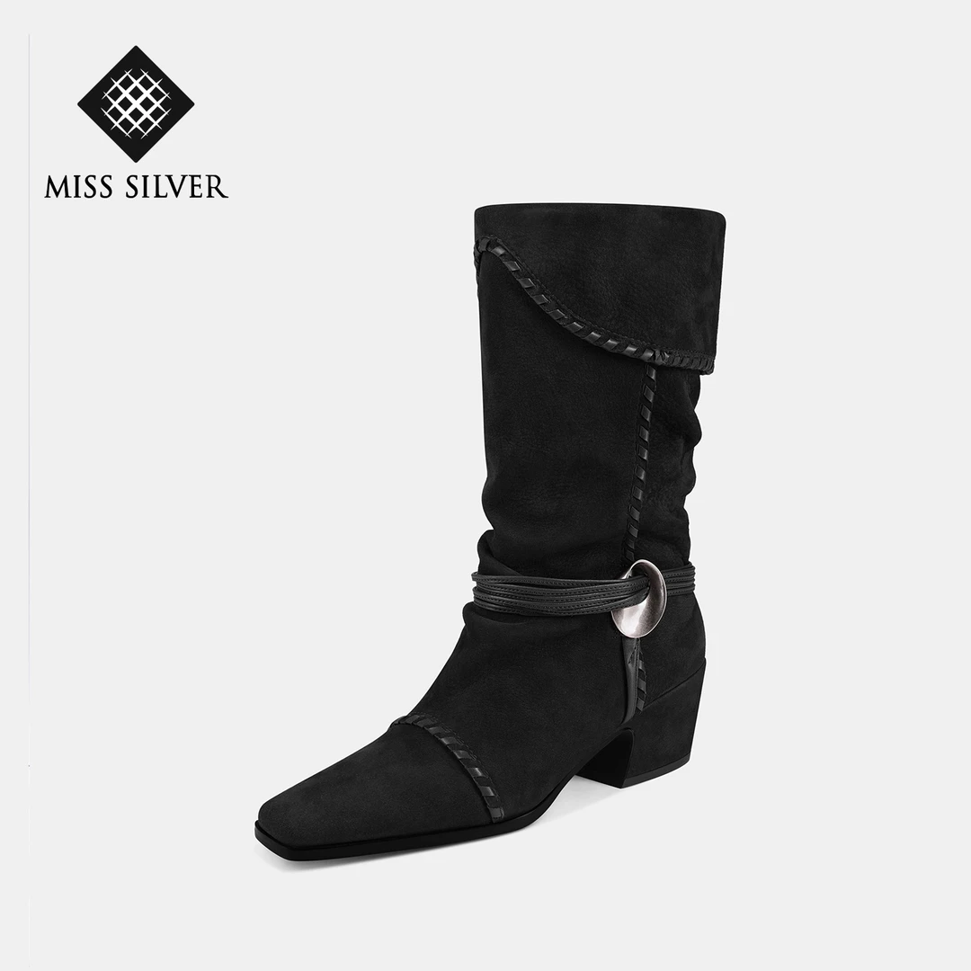 MISSSILVER女靴长靴高跟弹力短靴单靴不累脚高跟靴时尚时装靴