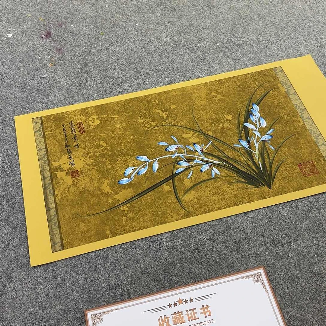国画一笔两色立体兰花