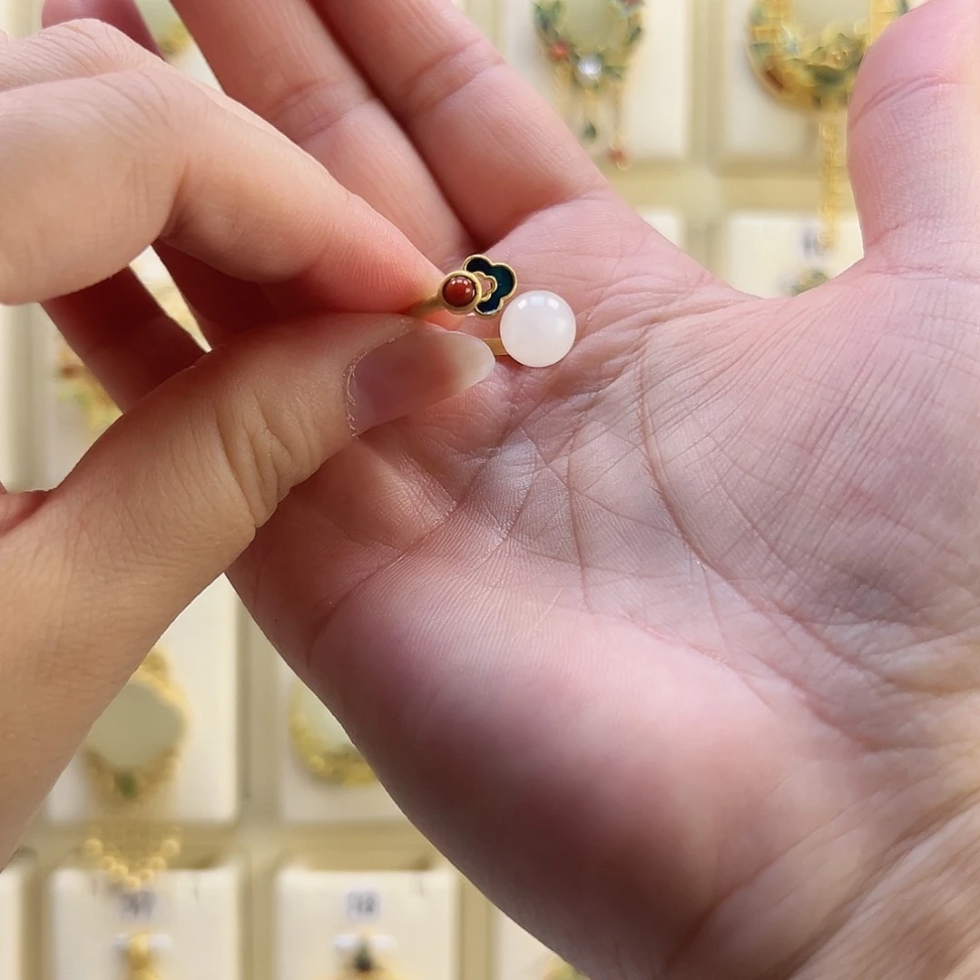 和田玉戒指银S925镶嵌