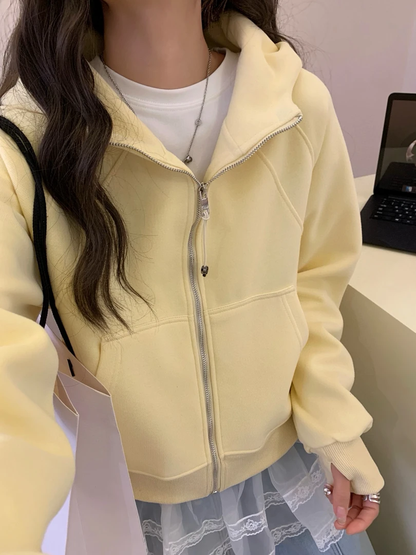 春季新品简约设计小版开衫卫衣拉链外套云小熊服饰
