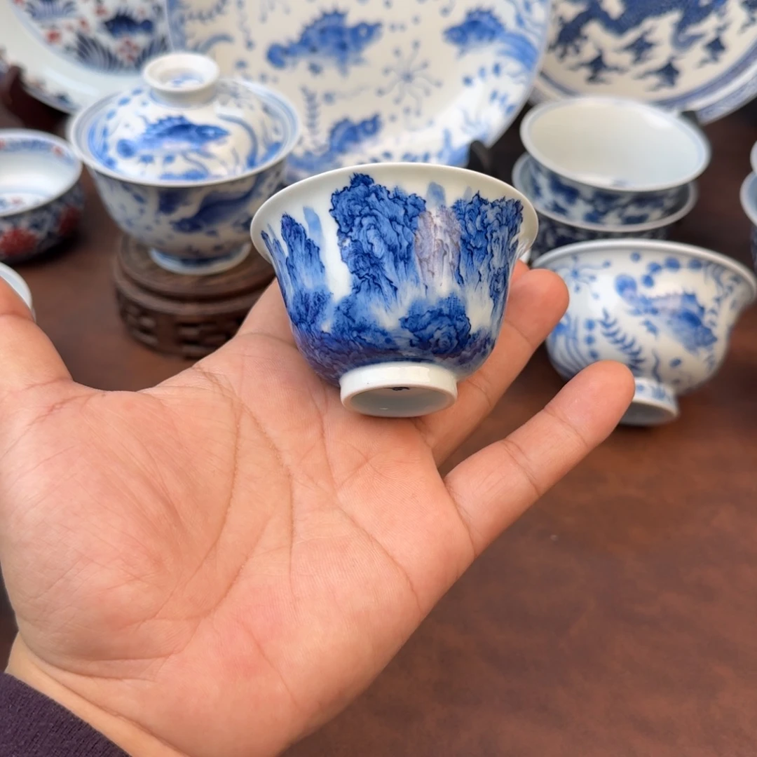 陶摆件山水铃铛薄胎