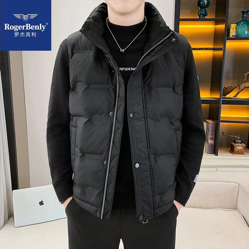 罗杰宾利冬季新款时尚羽绒马甲厚款保暖休闲男士866802