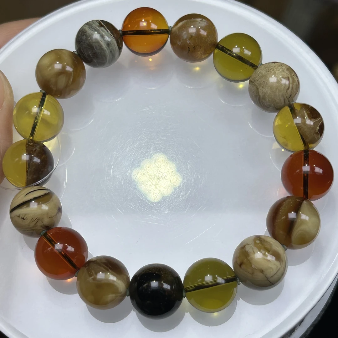 缅甸琥珀高配多宝手串12mm