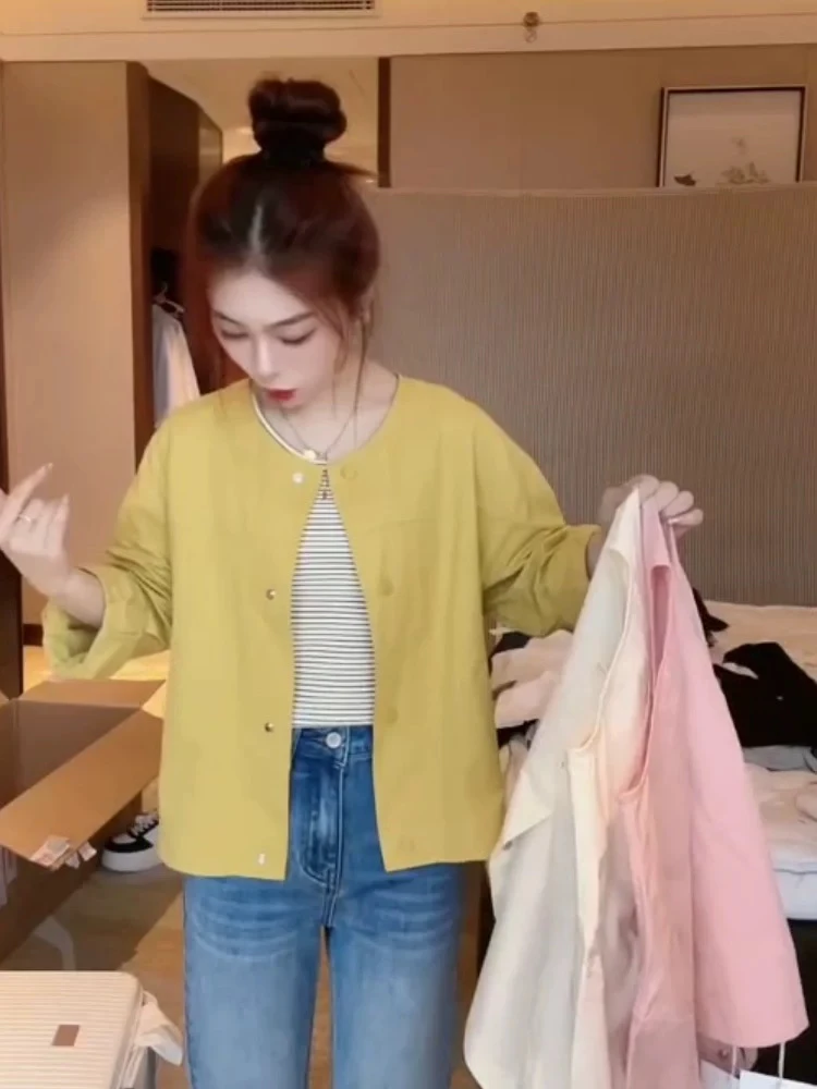 5618春夏新款彩色宽松薄外套女大码时尚气质休闲显瘦上衣