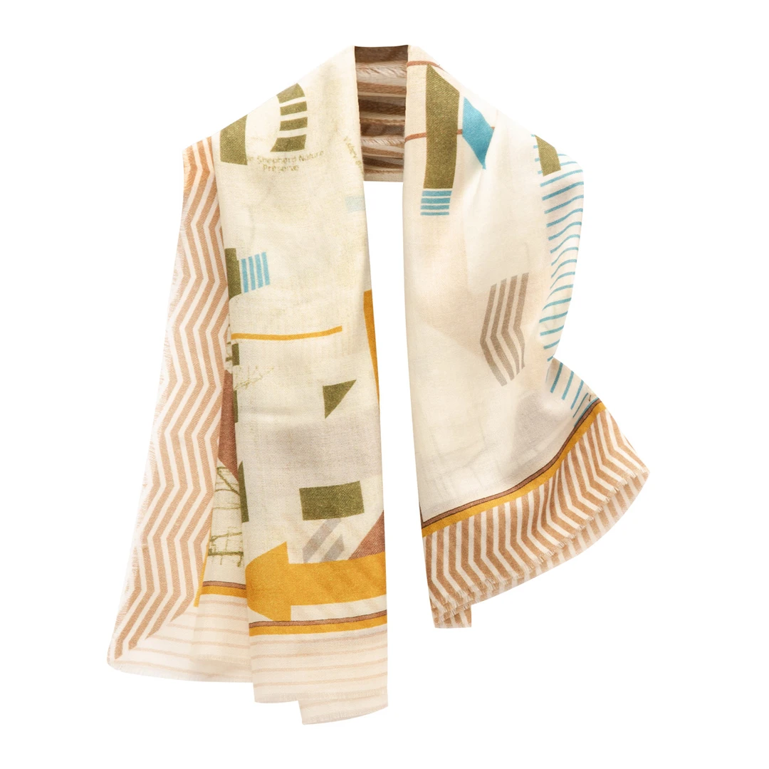 【100%绵羊毛】设计款时尚图案女式围巾 0200