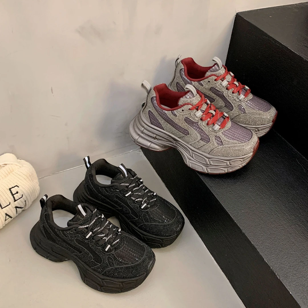 【珊珊专属】加绒满钻老爹鞋时尚百搭运动鞋XX 88-55  跟高5.5cm