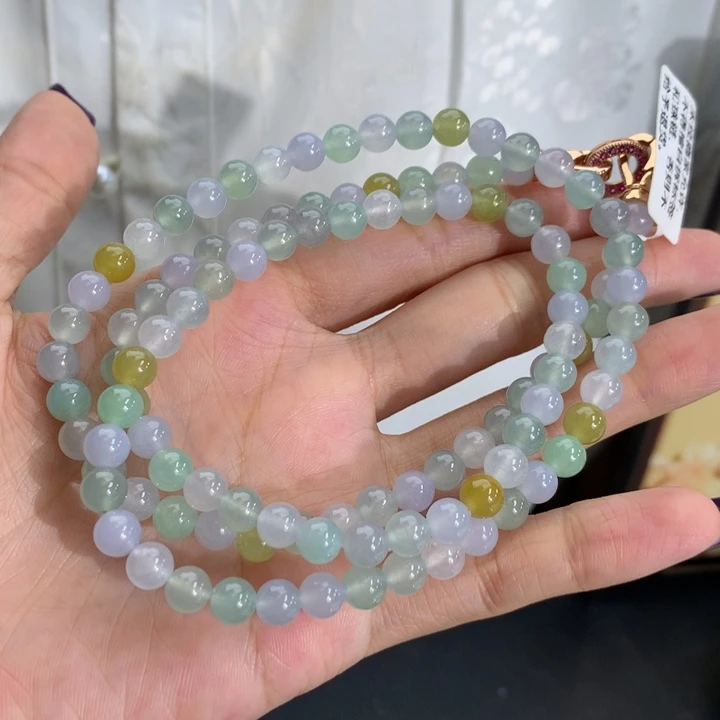 翡翠未镶嵌手串卡6冰胶多宝项链
