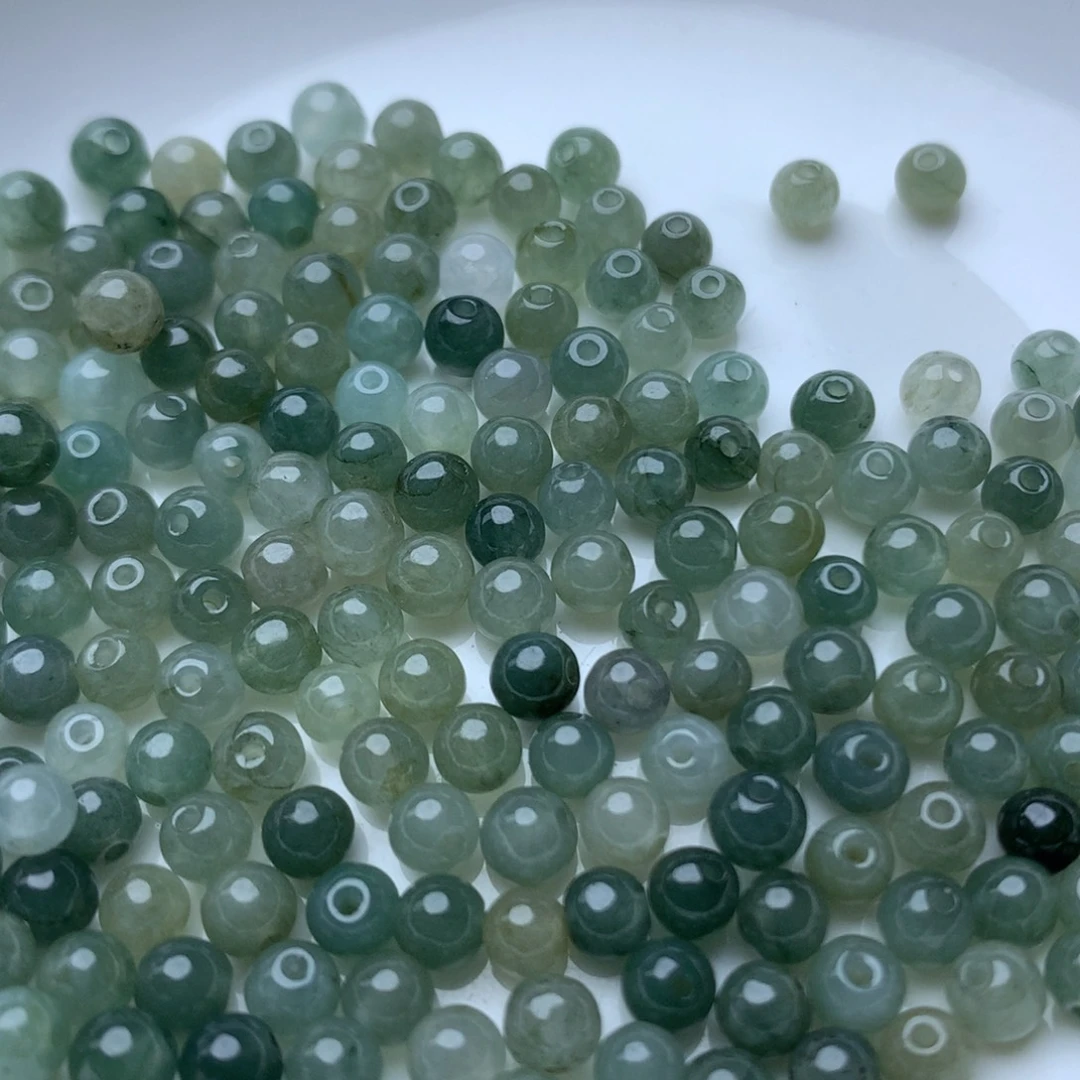 散珠翡翠卡4的冰油青小米珠200个