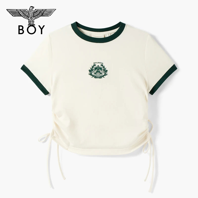 BOY LONDON夏秋女款短款圆领抽绳美式辣妹针织短袖T恤W01133