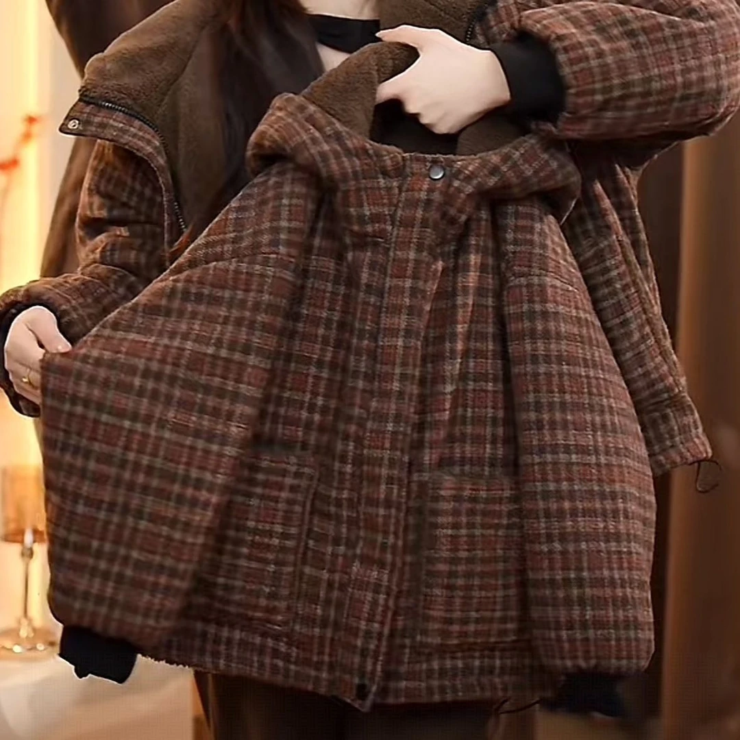 2025新款中大童冬季加厚棉服女童休闲时髦加绒双面穿棉衣时尚潮童