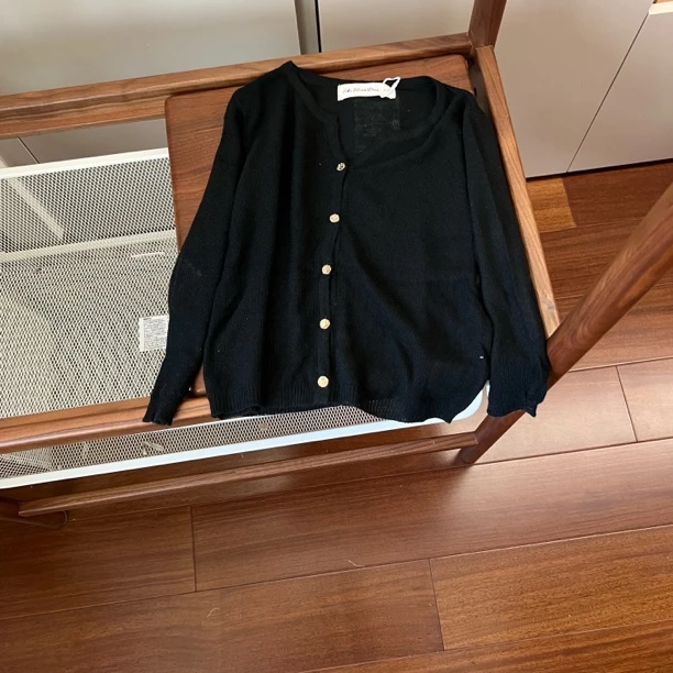 【编号M691】Q787-01-儿童镂空毛线开衫黑色-SWD