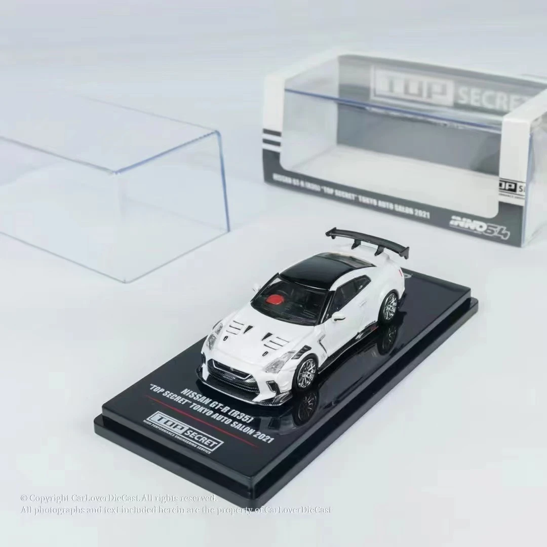 价格已开 现货INNO 1:64 NISSAN GTR R35 TOP 白色 合金汽车模型