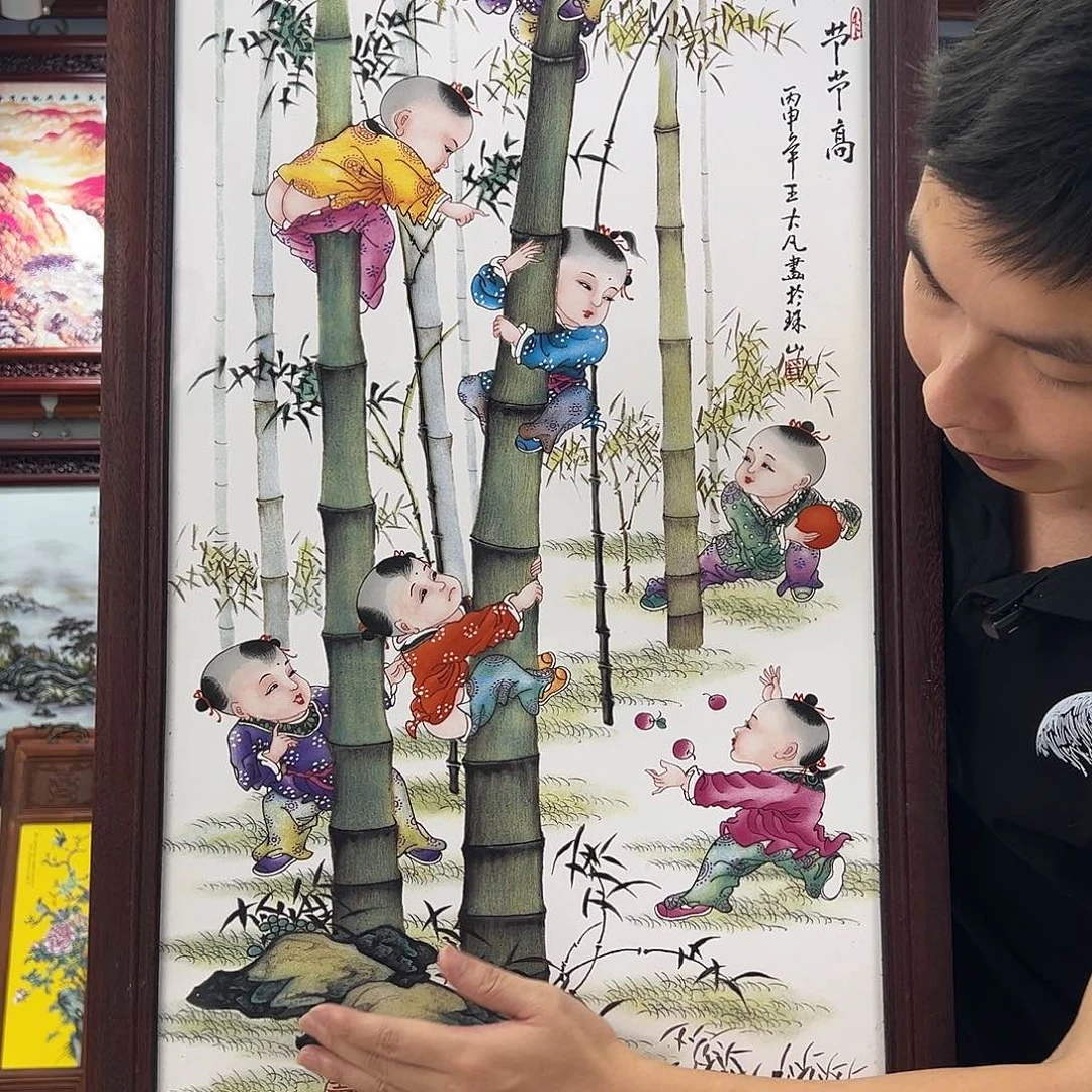 瓷片景德镇瓷板画童子