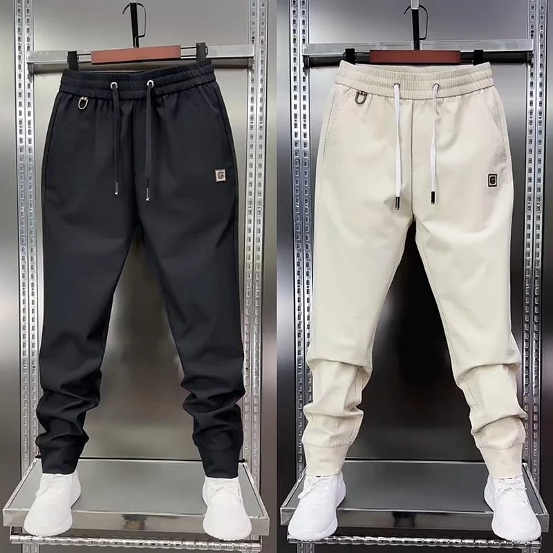 夏季薄款简约字母休闲裤男士潮流百搭运动卫裤网红潮牌束脚哈伦裤