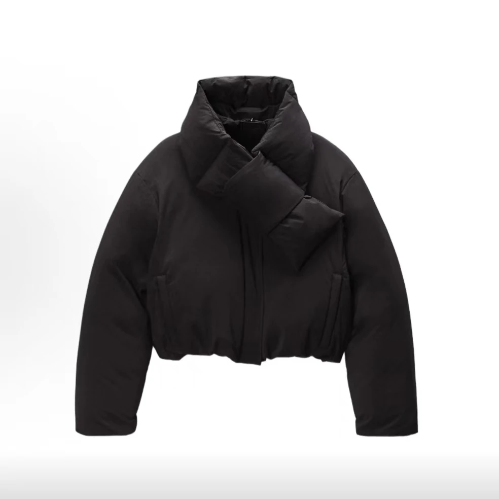 未使用 ALEXANDER WANG （斑鸠）亚历山大王 黑色围脖夹克羽绒服