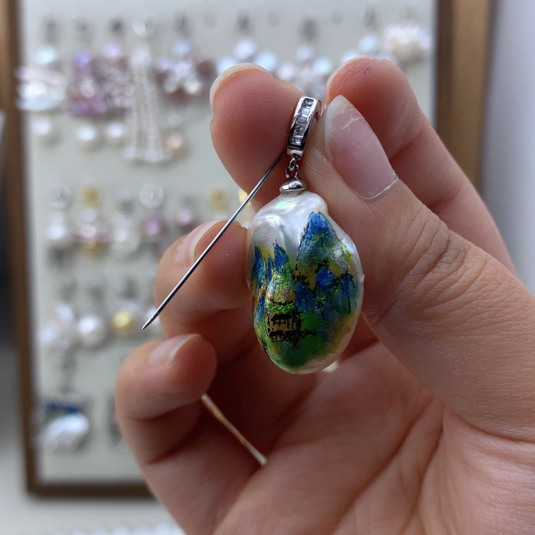 合金淡水珍珠吊坠