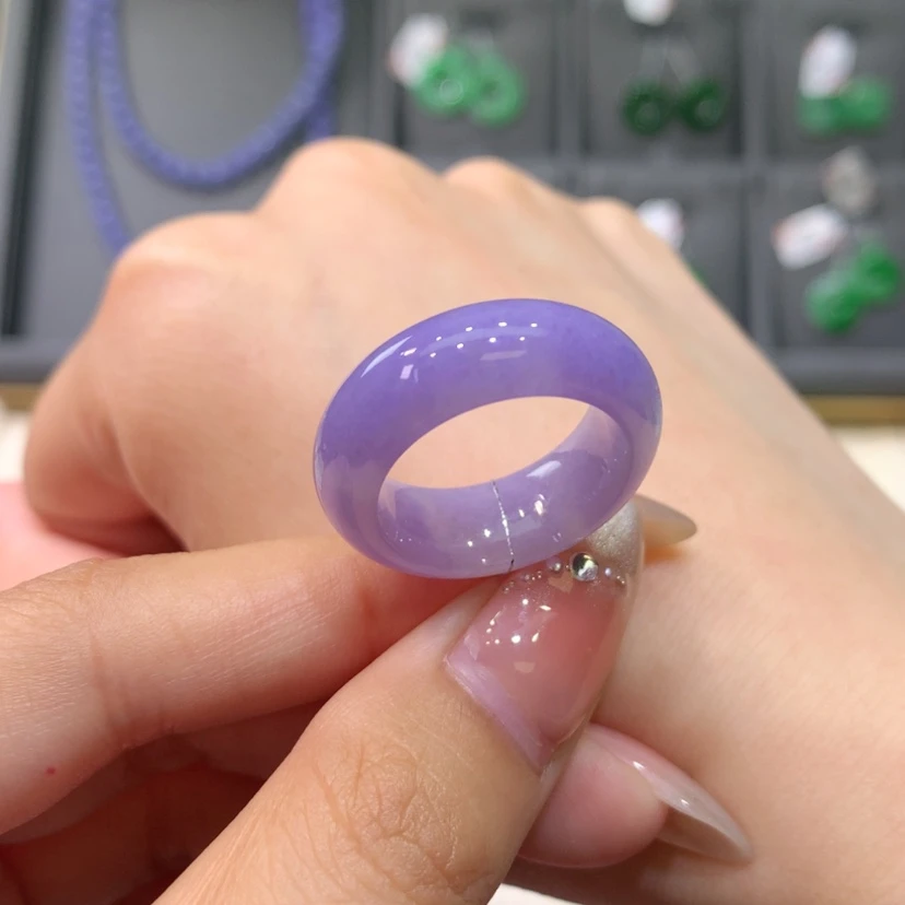 【闪购商品】翡翠戒指未镶嵌13-14号满紫轮胎