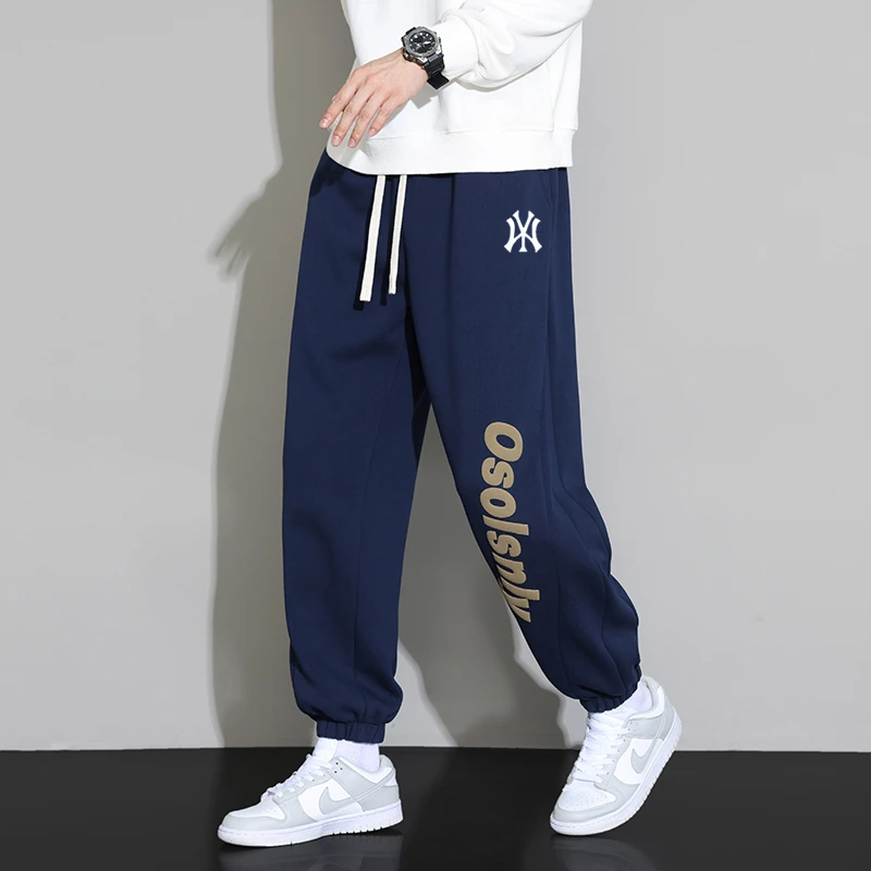 【轻奢精品】男士时尚卫裤春秋加绒保暖休闲长裤潮牌宽松运动束脚裤