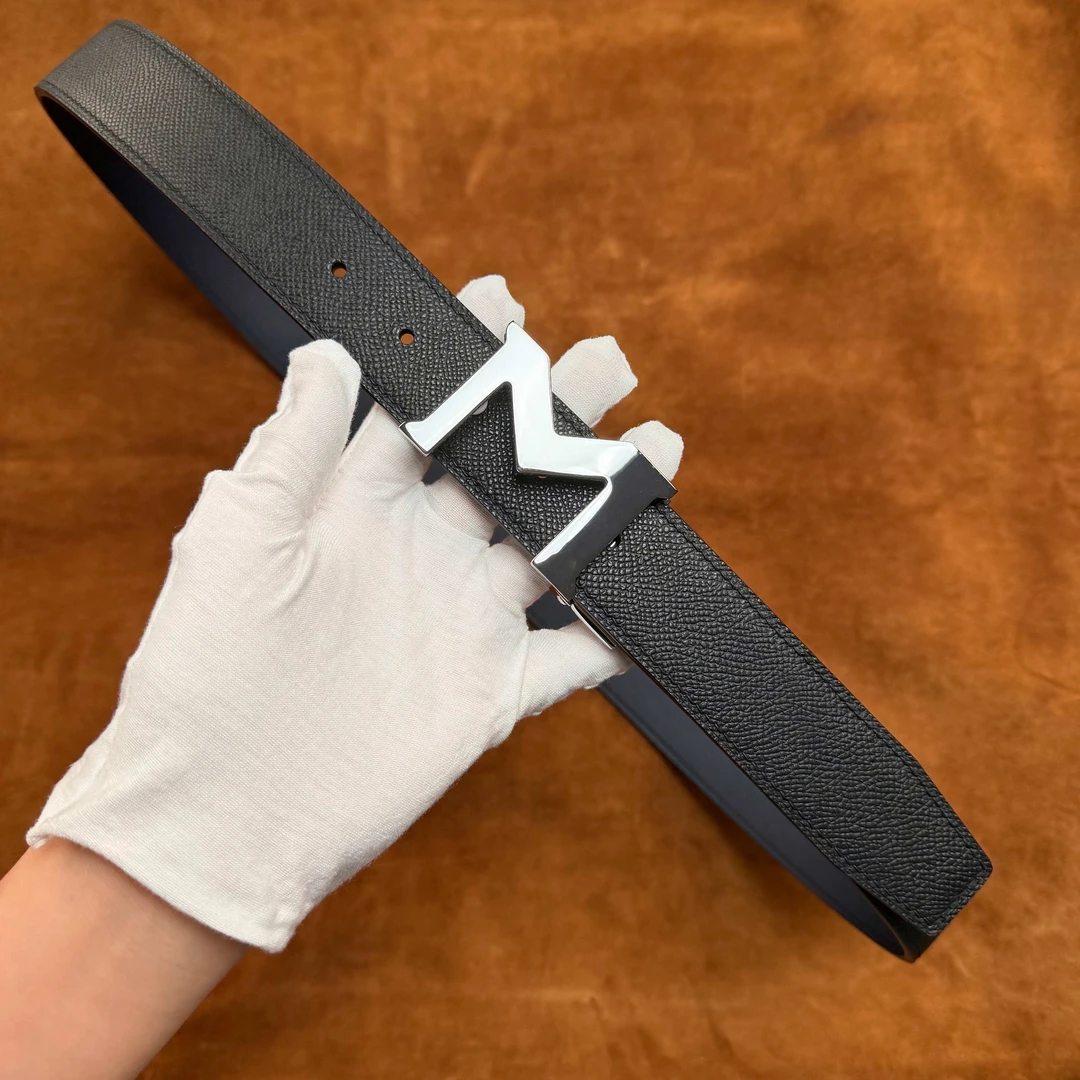 简约时尚百搭法产手掌纹皮【35宽平滑扣+手掌纹双面牛皮】男士腰带