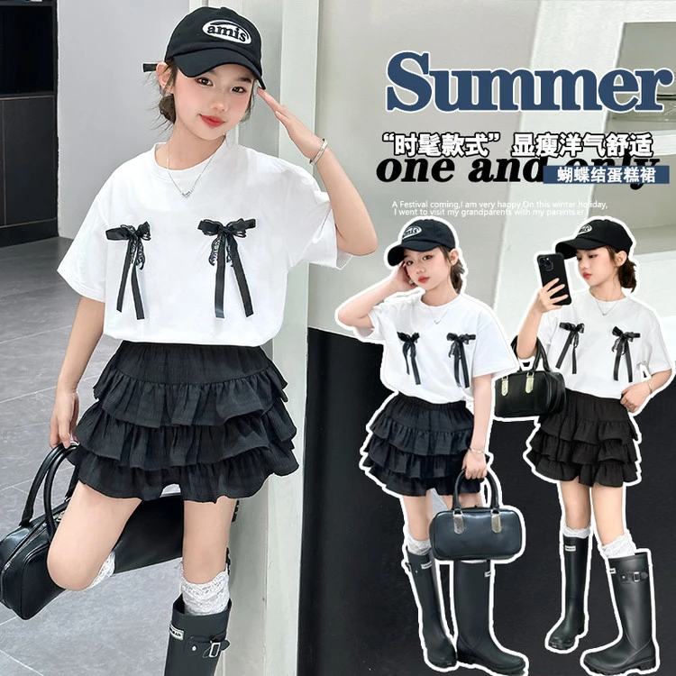 女童夏装2025新款小宝宝中大童韩版洋气儿童装百搭潮休闲女孩夏季